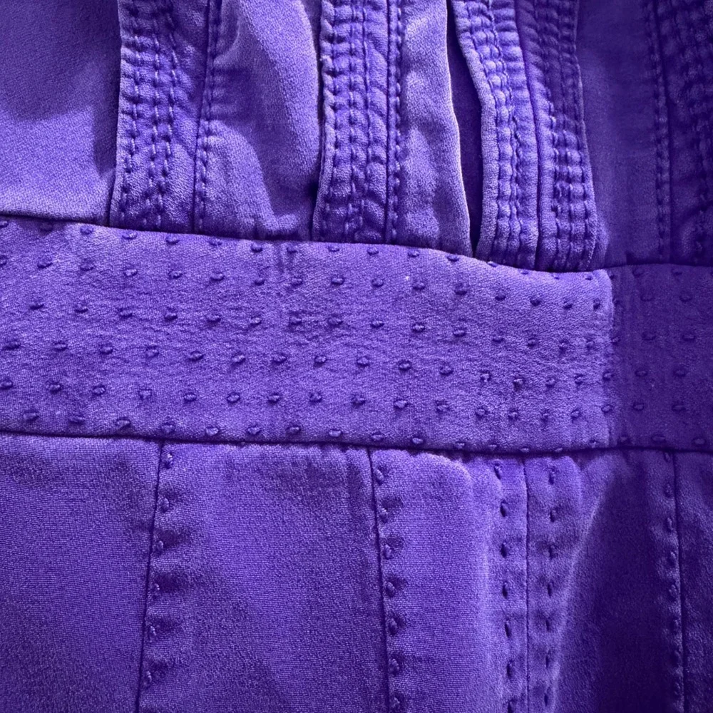 Tory Burch Purple Ruffle Sleeveless Sheath Dress Size 0 Mini Embroidery Zip Back